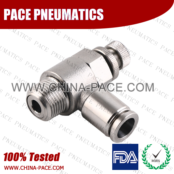 Speed Controller Stainless Steel Push-In Fittings, 316 stainless steel push to connect fittings, Air Fittings, one touch tube fittings, all metal push in fittings, Push to Connect Fittings, Pneumatic Fittings